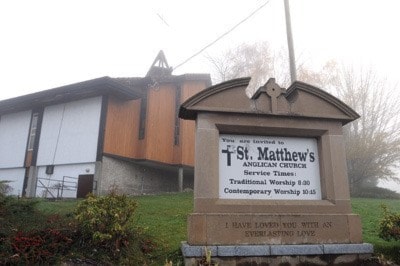 St Matthews Church in the mid morning fog on Friday Nov 27, 2009