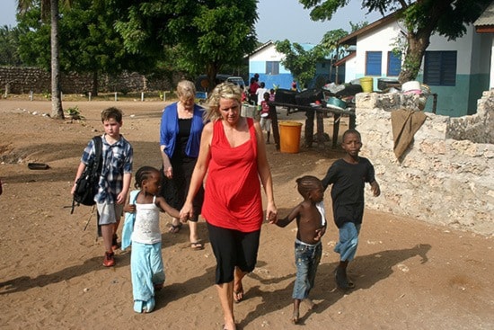 Kim Lee with some of the kids from the home in Malindi.