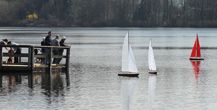 remote controled sail boats on Saturday at Mill Lake. John Morrow