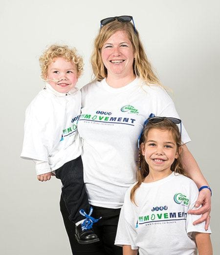 Kirstin and kids Logyn and Bronwyn will take part in the upcoming Kidney Walk.