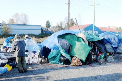 The Gladys Avenue homeless protest camp, which has been there since 2013.