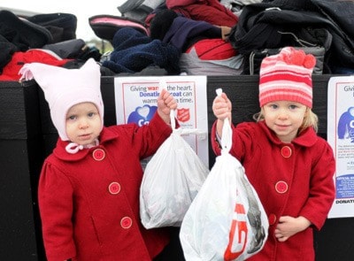 3 year olds -Tyla and Calla - bring coats for Salvation Army News. MORROW