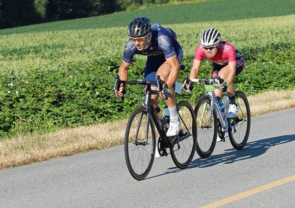 Gran Fondo leaders as they travel on Farmer Road in Abbotsford Sunday morning.