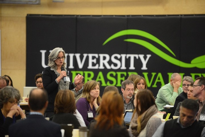 Delegates take part in a forum on education at UFV last week.