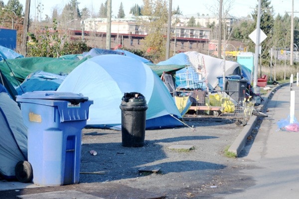 The Gladys Avenue homeless protest camp, which has been there since 2013.