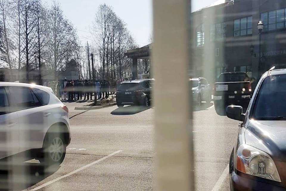 A reader sent in this photo of a gathering of people at York Center in Surrey on Friday (March 20). (Submitted photo)