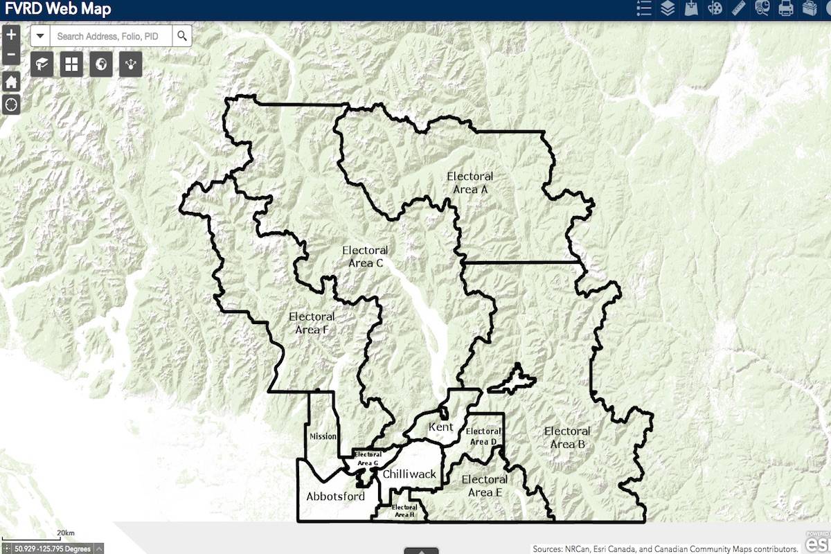 Updated web map from Fraser Valley Regional Distict can be easily