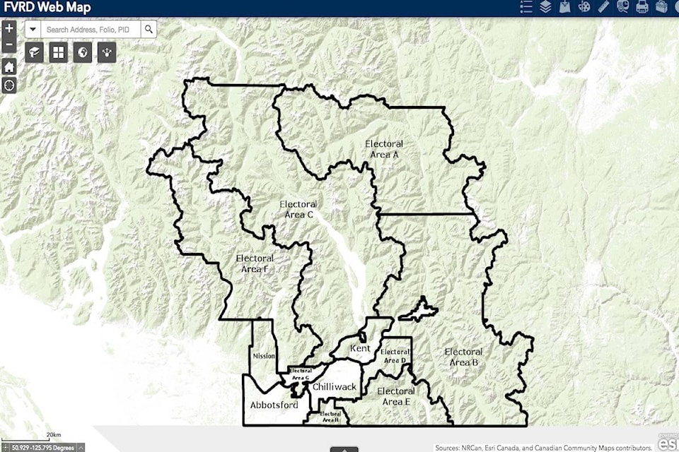 Updated web map from Fraser Valley Regional Distict can be easily