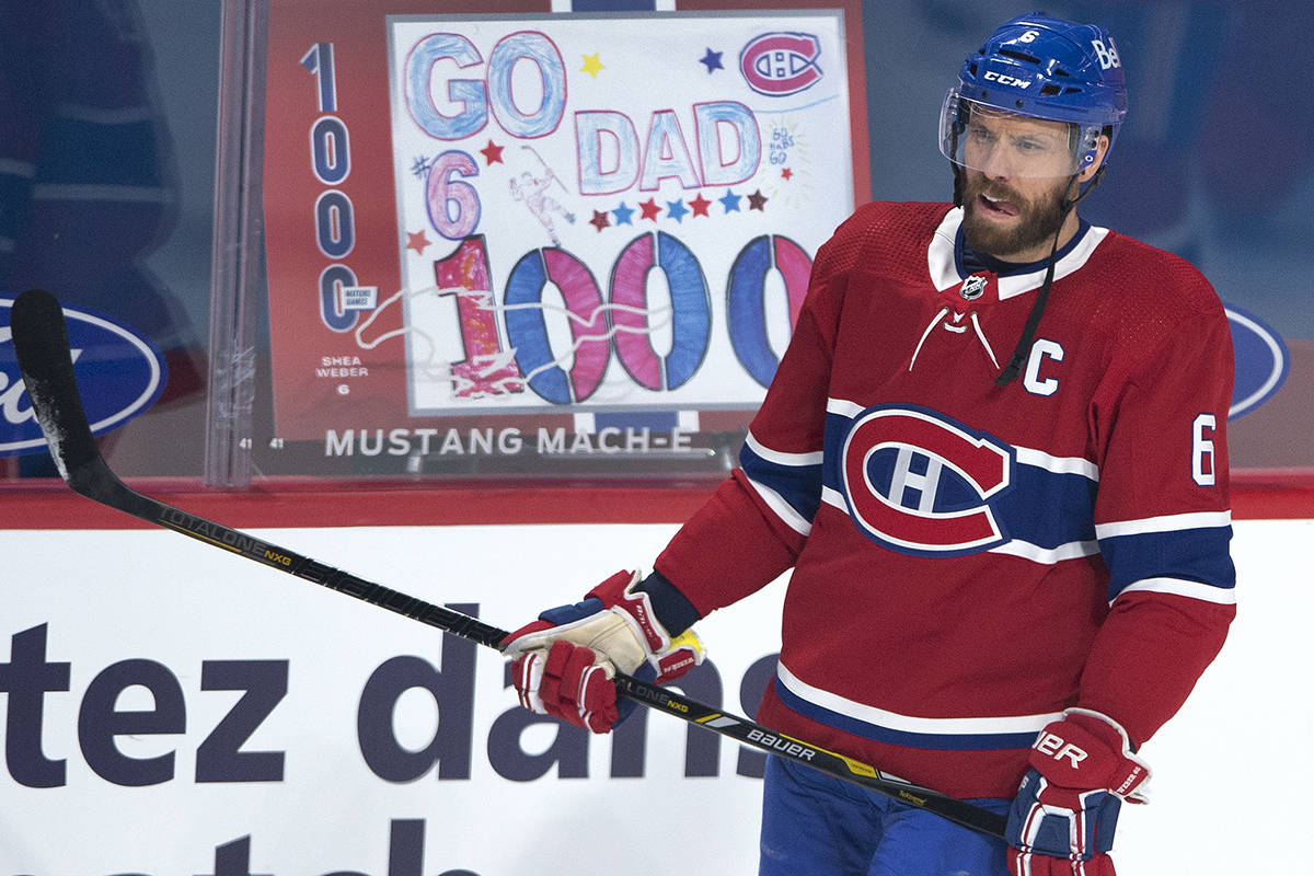 Habs trip Canucks 5 3 in Shea Weber s 1 000th NHL game The