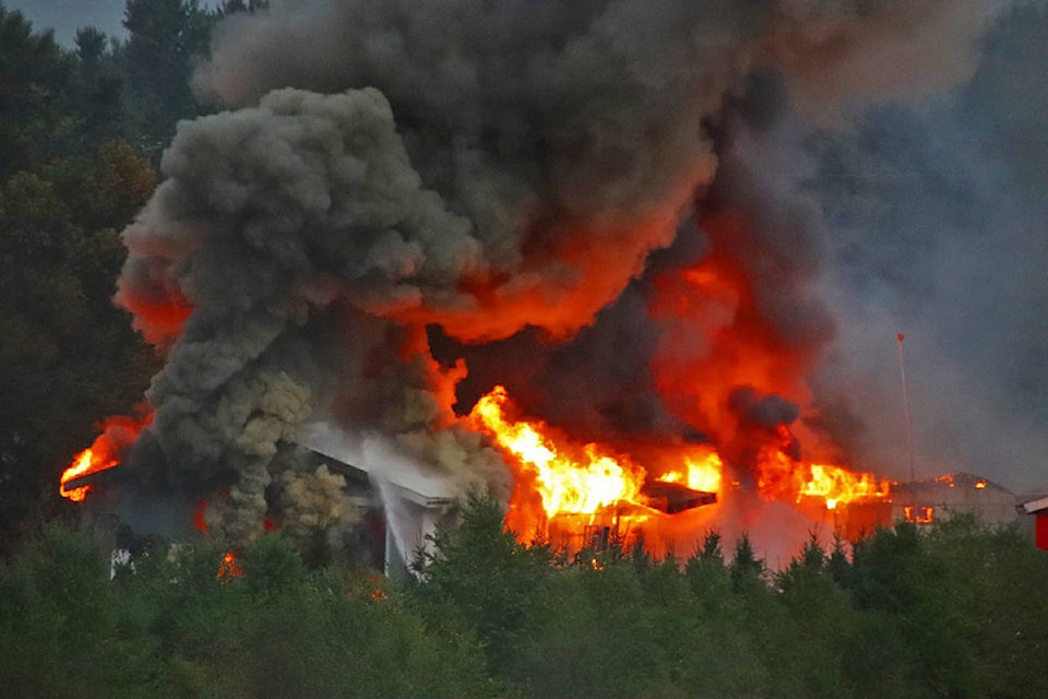 A large barn fire occurred early Sunday morning (Aug. 1) on King Road in Abbotsford. (Shane MacKichan photo)