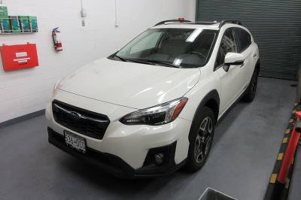 RCMP have released an image of missing woman Naomi Onotera’s vehicle, a white 2018 Subaru Crosstrek with a Greater Vancouver Zoo sticker in the front window on the passenger side. (RCMP)