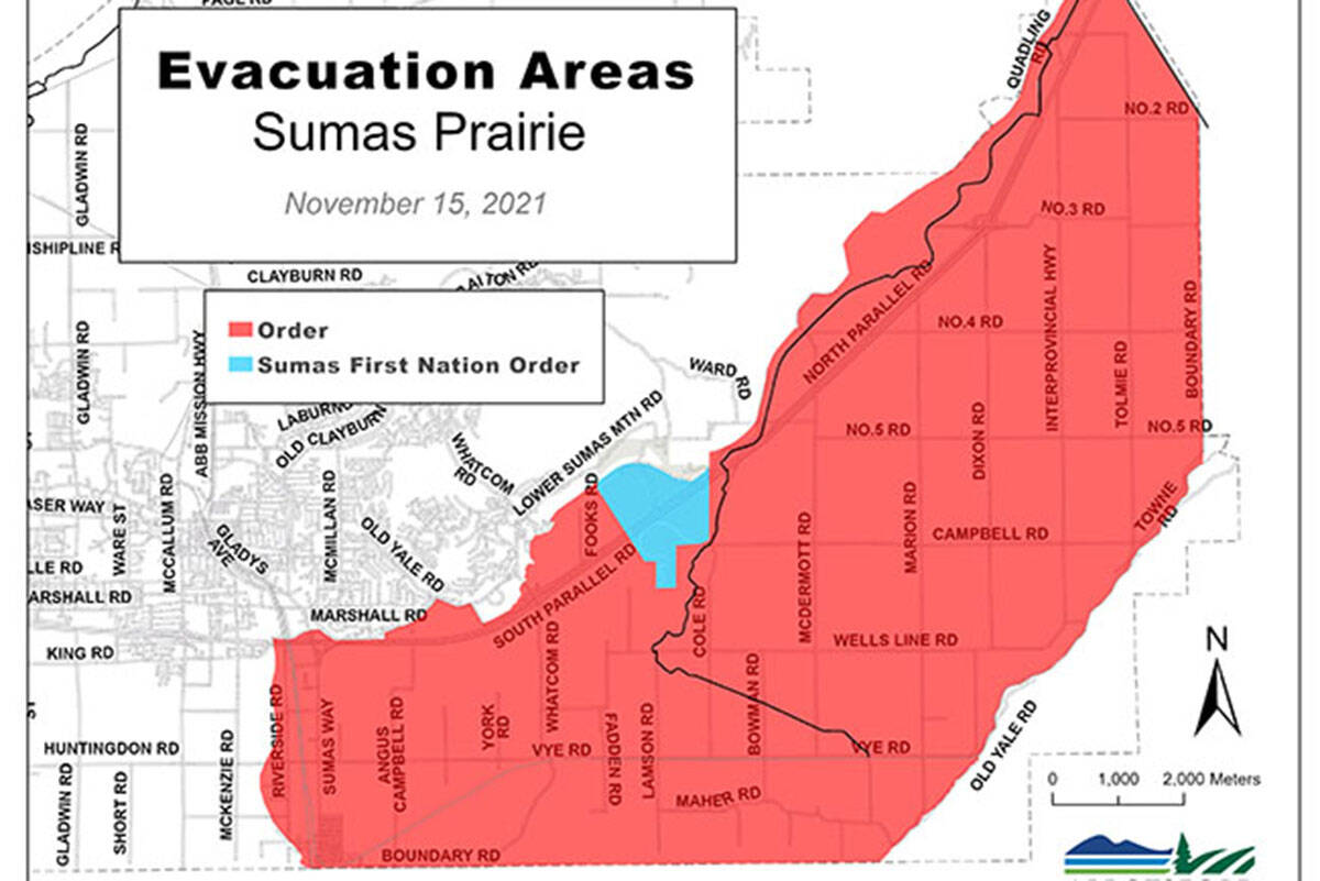 Evacuation order area. City of Mission photo.