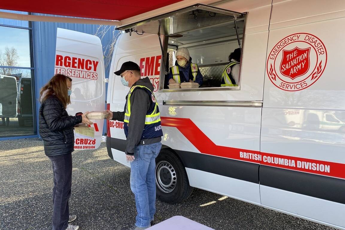 The Salvation Army Centre of Hope in Abbotsford have been serving 150 meals to evacuees at the Tradex Centre three times a day since Monday. (Colleen Flanagan/Black Press)
