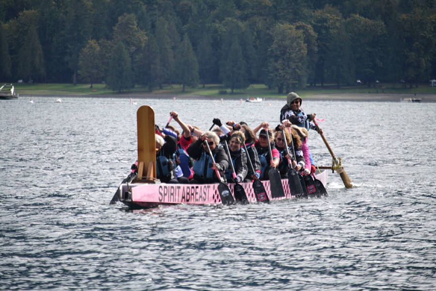 Spirit Abreasts last paddle on Cultus Lake in September of 2019. (David Arthurs photo)