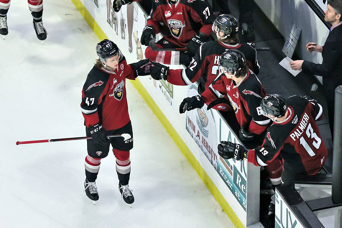 Saturday night, April 23, in Everett, the Giants fell 7-3 to the Everett Silvertips in Game 2 of their first-round series. (Kristin Ostrowski/Special to Langley Advance Times)