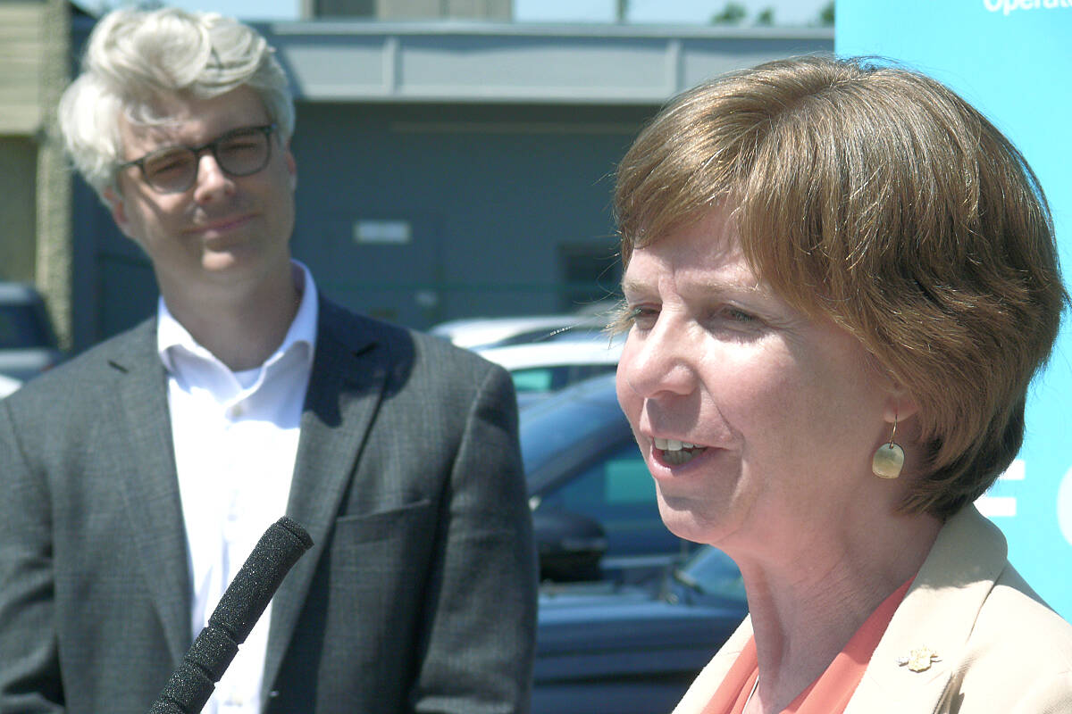 Minister of Mental Health and Addictions Sheila Malcolmson and Langley MLA Andrew Mercier were among the speakers at the official opening on Tuesday, July 19, of Foundry Langley, a new mental health facility for young people. (Dan Ferguson/Langley Advance Times)