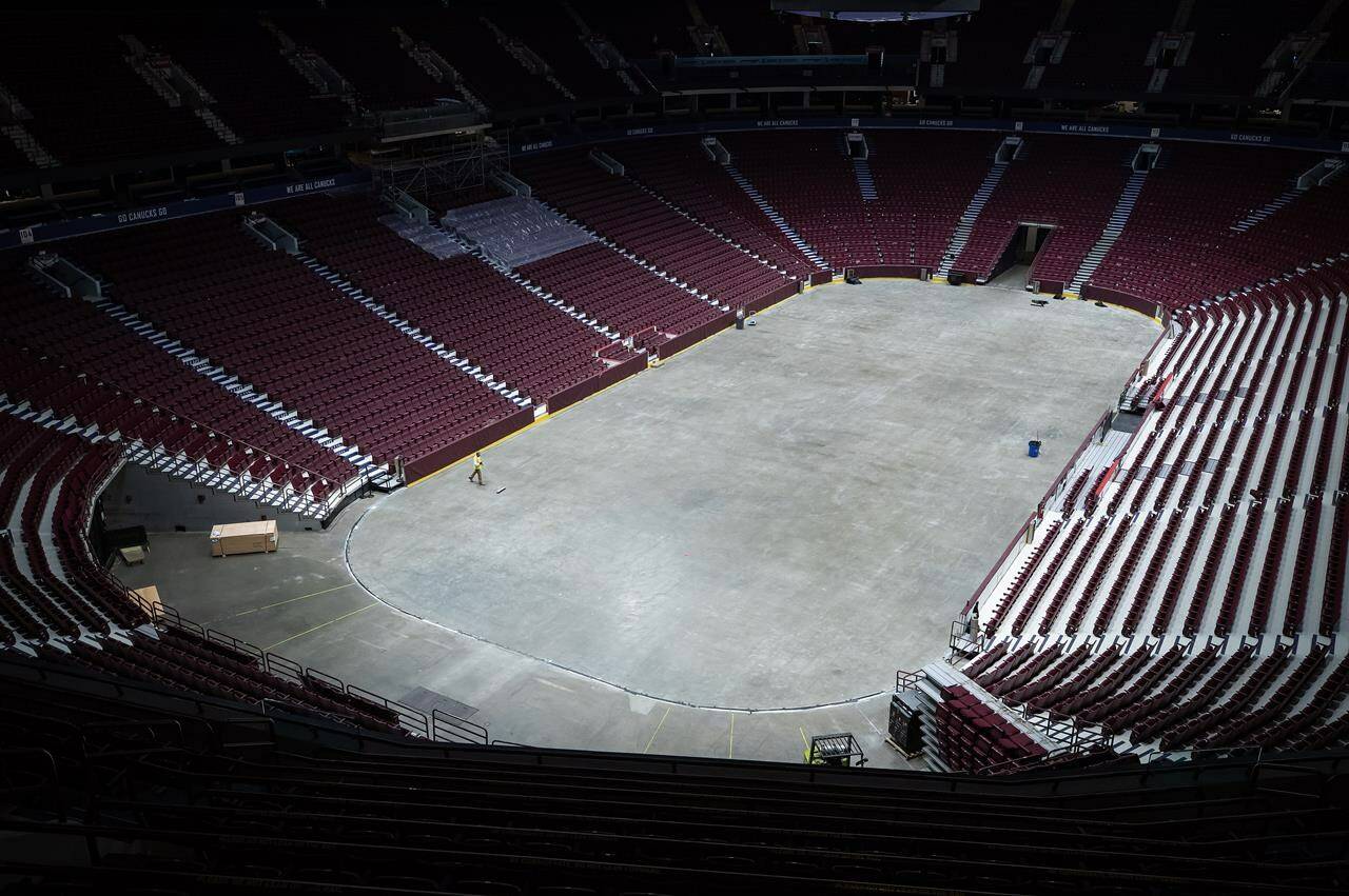 Canucks' giant scoreboard is missing from Rogers Arena