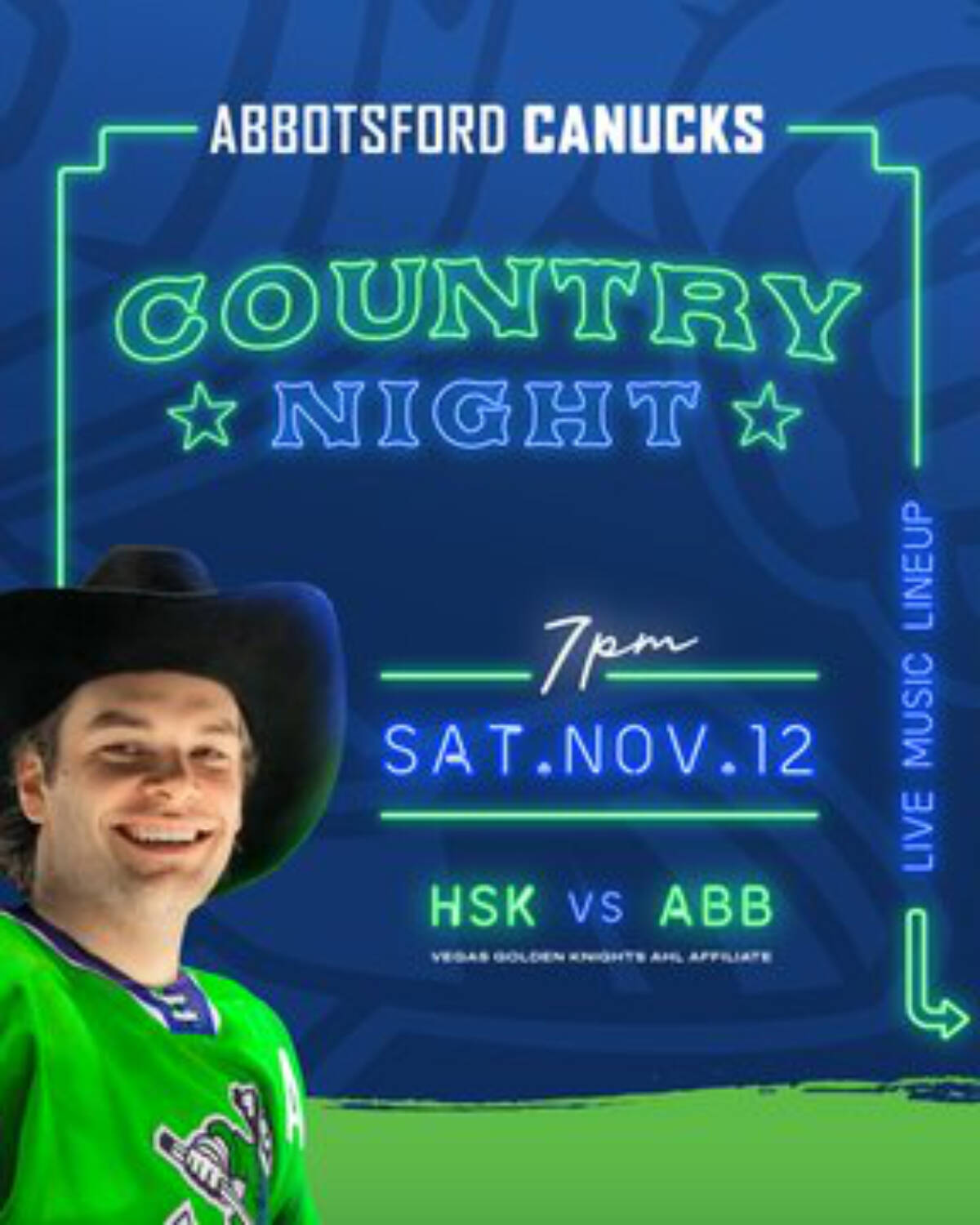 Live music, $5 beers and player autographs scheduled for Abbotsford Canucks “Country Night”