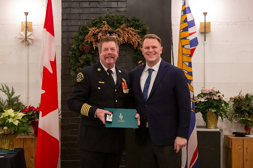 Agassiz Fire Chief Gerald Basten received the King Charles III Coronation Medal for his 40 years with the fire department.