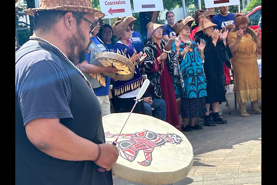 Sts'ailes drummers welcome visitors and locals to Sasquatch Days on Saturday, June 22.