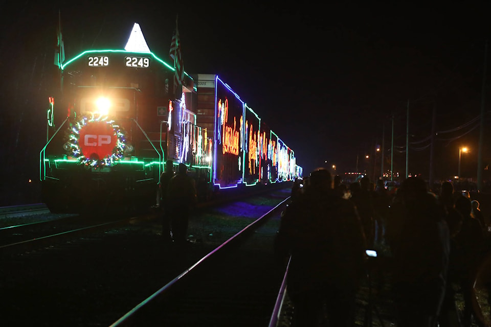 A front view of the CP Holiday Train before its departure from Agassiz.