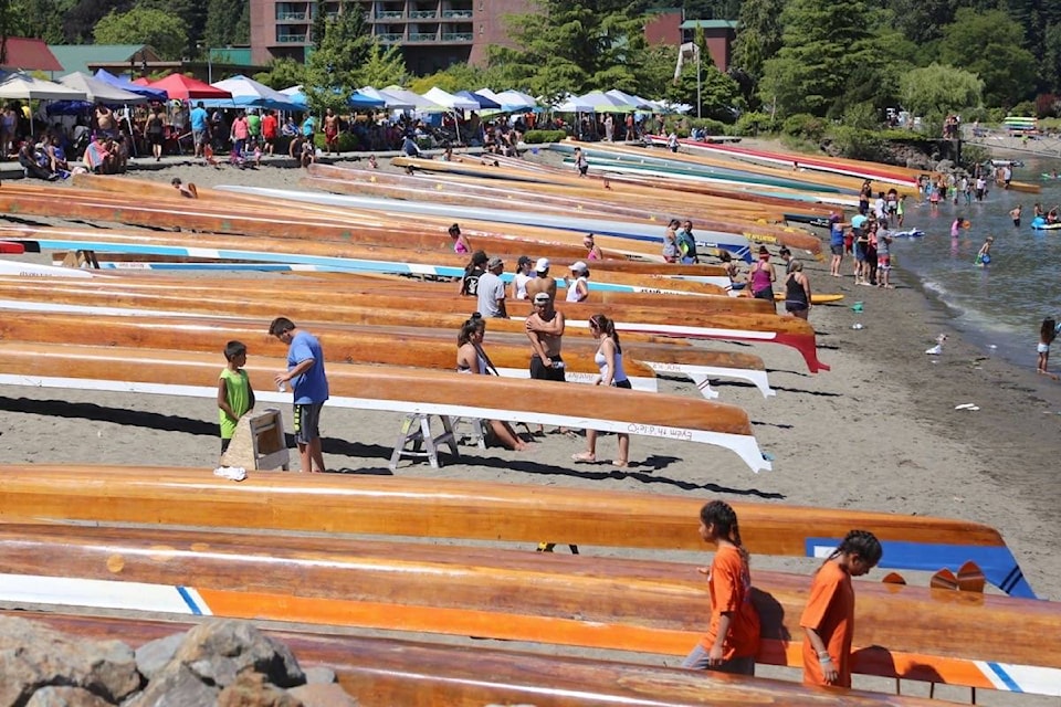 A total of 22 11-man canoes were registered at this year’s Sasquatch Days. All of the vessels are hand-made and each one costs an average of $15,000 according to event staff.