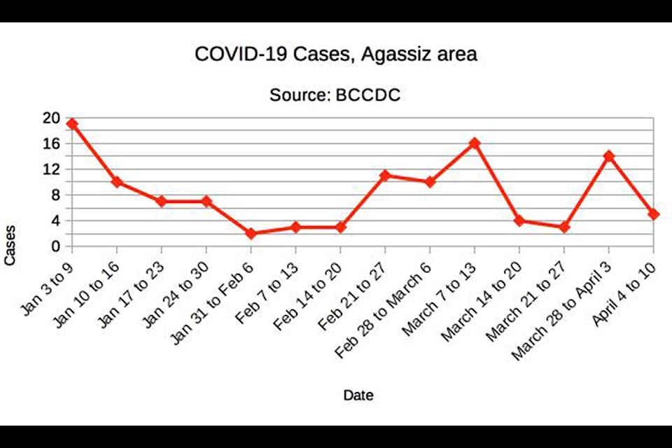For three of the past four weeks, COVID-19 cases have been well below 10. There have been more than 100 cases of COVID-19 in the first few months of 2021. (Graphic/Adam Louis)