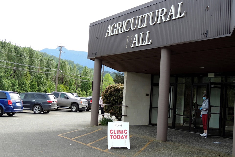 Agassiz Agricultural Hall hosts COVID-19 vaccination clinics every Wednesday. District officials reported more than 300 doses are administered per week. (Adam Louis/Observer)