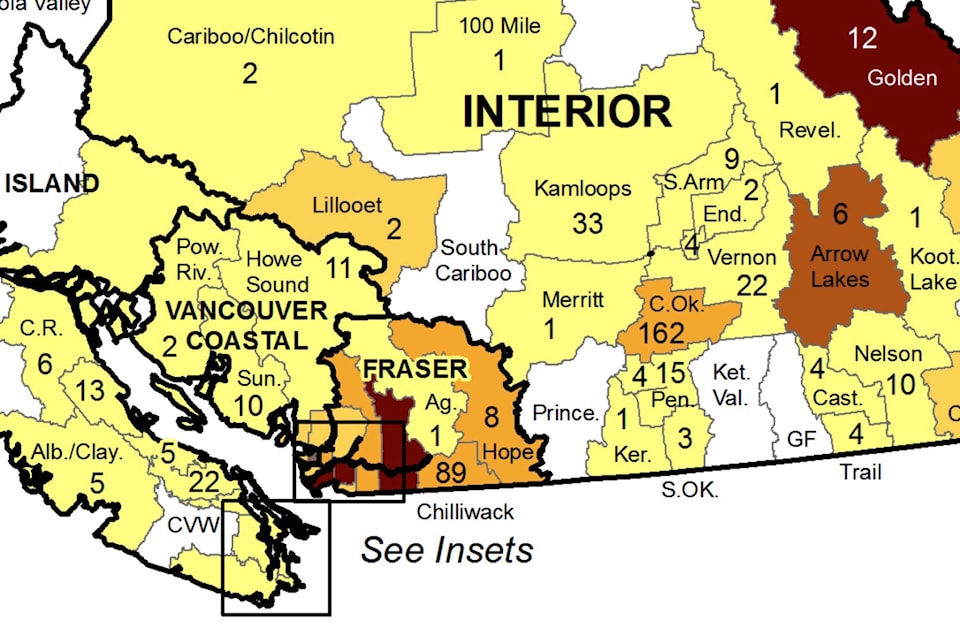 There was a single case of COVID-19 from May 2 to May 8 in the Agassiz-Harrison area. (Screenshot/BCCDC)