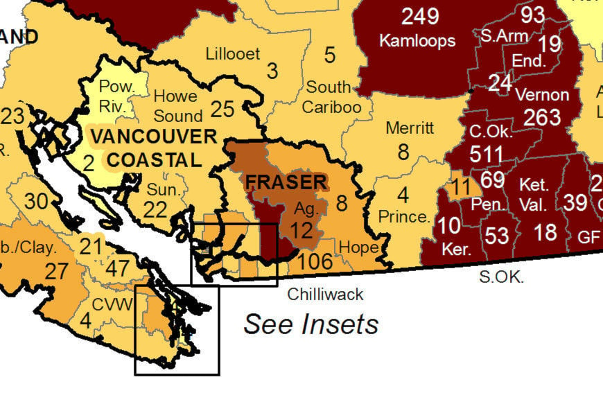 Agassiz-Harrison has experienced the worst COVID-19 numbers since mid-April. (Graphic/BCCDC)