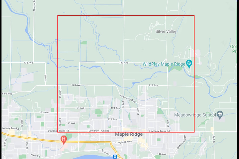 Police would like to speak with people in the area on this map who may have heard the loud vehicle, or have video of it going through their neighbourhood. (Special to The News)