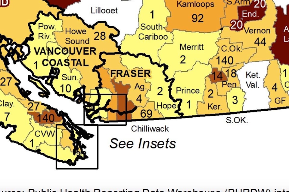 There are four new cases of COVID-19 in Agassiz-Harrison between Nov. 14 and 20. (Screenshot/BCCDC)