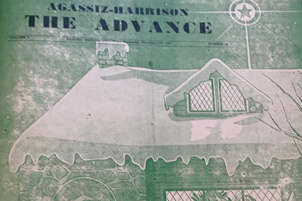 A portion of the front page of a 1947 edition of the Agassiz-Harrison Advance. (Contributed photo/Agassiz-Harrison Museum)