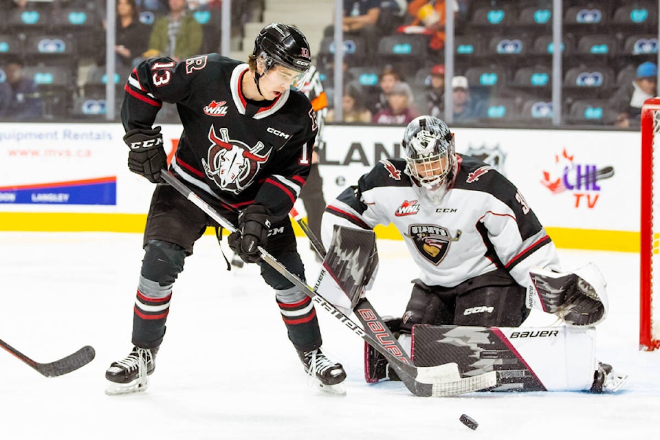 Jesper Vikman stopped 29 of 33 shots for Vancouver Friday, Oct. 28, in an away game against Red Deer that saw two Giants goals disallowed. (Rob Wallator/Special to Langley Advance Times)