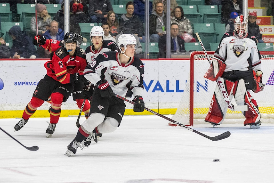 Samuel Honzek scored his 12th of the season for the Giants against Prince George Cougars on Sunday, Nov. 13. Prince George won 6-4. (James Doyle/Special to Langley Advance Times)