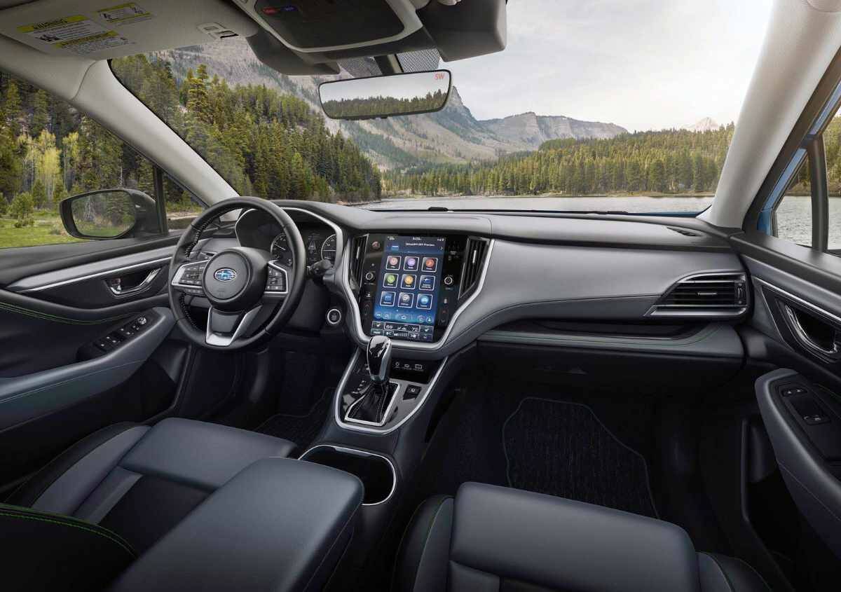 The Outbacks interior is elegant and roomy, especially when it comes to width. The shift lever operates a continuously variable transmission. PHOTO: SUBARU