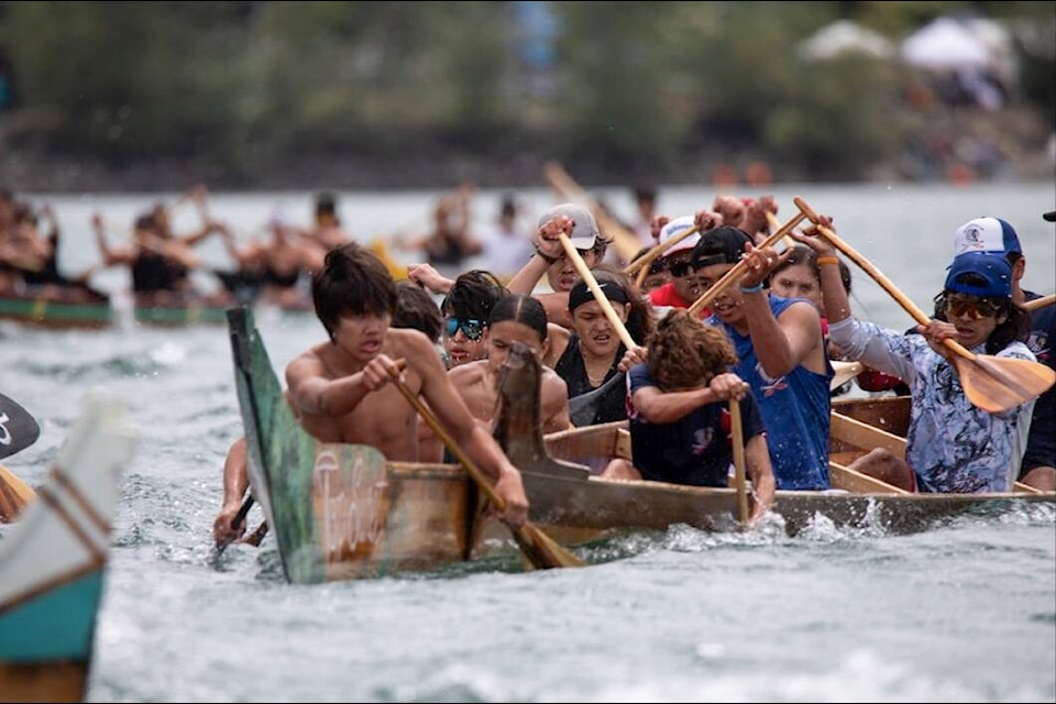 Paddlers of all ages competed in the weekend-long war canoe races on Harrison Lake. (Photo/Mikhail Crispin)