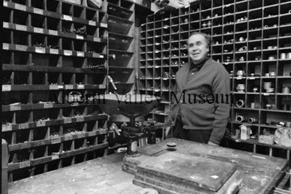 This photo, circa 1983, shows Keith McKenzie posing beside a scale and measuring tools used at Alberni Hardware Ltd. To view more than 24,000 historical Port Alberni photos, visit the Alberni Valley Museum’s online photo archives at portalberni.pastperfectonline.com. (PHOTO PN05599 COURTESY ALBERNI VALLEY MUSEUM)