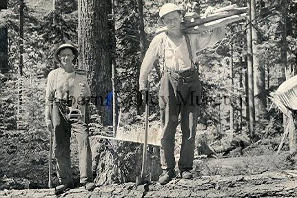 This photo, circa 1958, shows A.B.C. (Alvin) Brown and his brother Clive (Gunny) Brown, both loggers. To view more than 24,000 historical Port Alberni photos, visit the Alberni Valley Museum’s online photo archives at portalberni.pastperfectonline.com.