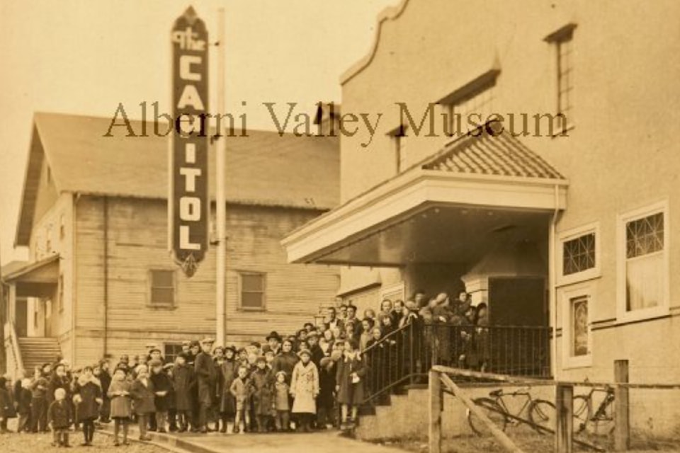This photo, taken Dec. 1936, shows the Capitol Theatre on Argyle Street. The movie playing is "The Golden Arrow" starring Bette Davis.  To view more than 24,000 historical Port Alberni photos, visit the Alberni Valley Museum’s online photo archives at portalberni.pastperfectonline.com.