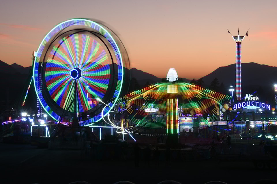 The midway rides were busy as the sun set on the first day of the Alberni District Fall Fair, Thursday, Sept. 5, 2024.