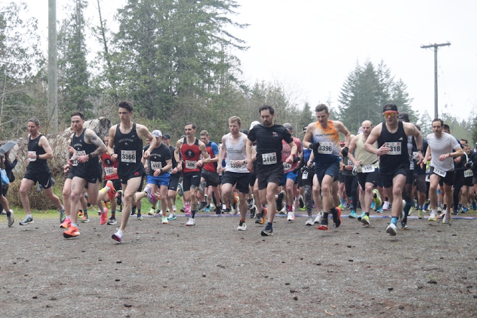 Runners depart from McLean Mill on April 6, 2025.