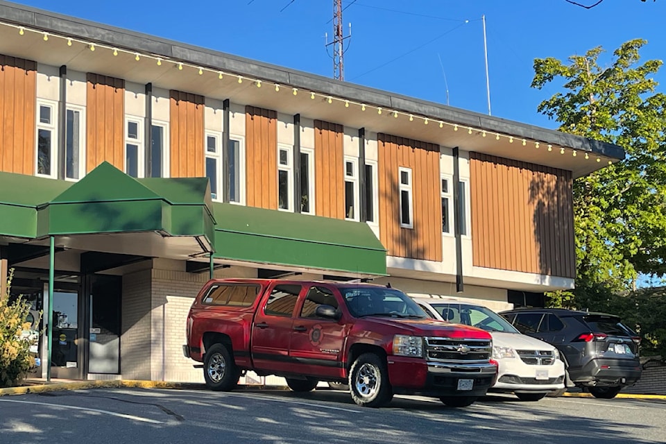 The Port Alberni fire chief's truck outside the city's Emergency Operations Centre the evening of the tsunami advisory.