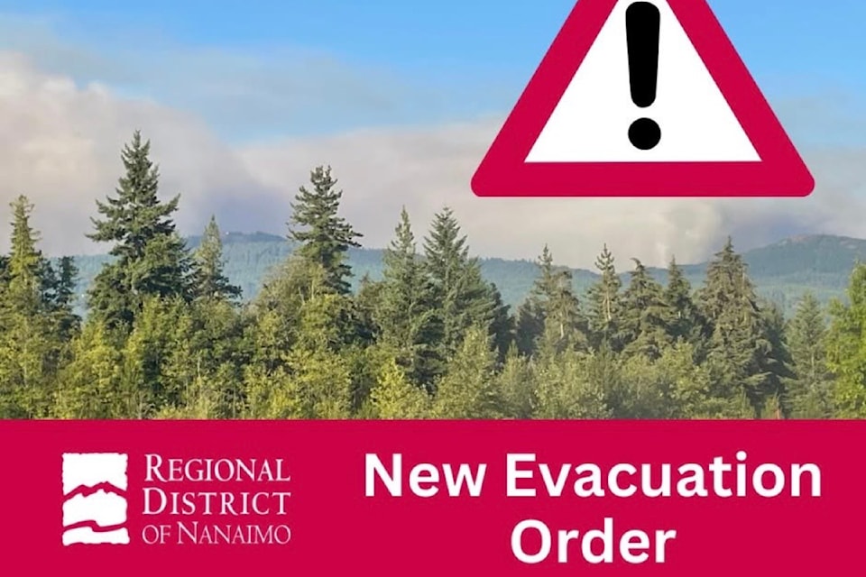Evacuation order from the Regional District of Nanaimo has been expanded due to the Wesley Ridge fire at Cameron Lake. Aug. 1, 2025. (SCREENSHOT)
