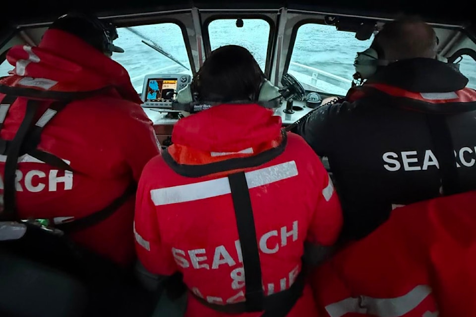Members of Alberni Valley Rescue Squad and Westcoast Search and Rescue Society are tasked to Kennedy Lake to search for overdue boaters. The boaters were later found safe. (SUBMITTED PHOTO/ Alberni Valley News)