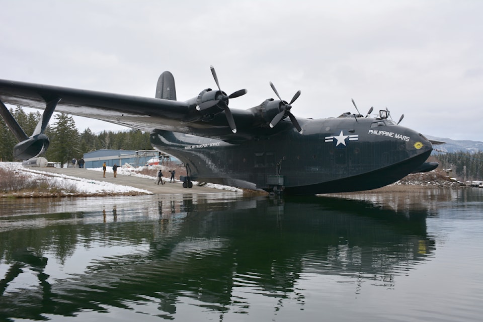 The Philippine Mars slowly makes its way down the ramp from the Coulson Bomber Base into the waters of Sproat Lake on Friday, Feb. 7, 2025 prior to another test flight. 