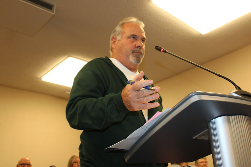 Ron Corbeil, president of the Western Vancouver Island Industrial Heritage Society, speaks to the committee of the whole on Jan. 14, 2025.