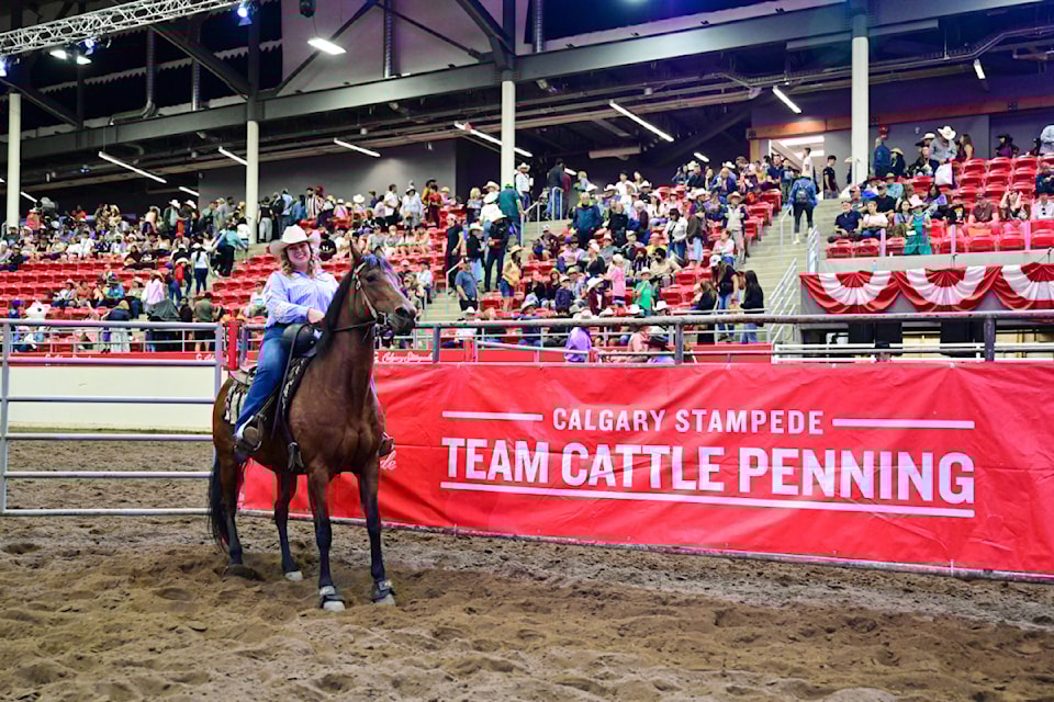 Makenna Cyr from Port Alberni competed in her first-ever Calgary Stampede in the team penning event and finished 13th out of more than 200 teams. The stampede took place from July 4-13, 2025 in Calgary, Alberta. (photo submitted)