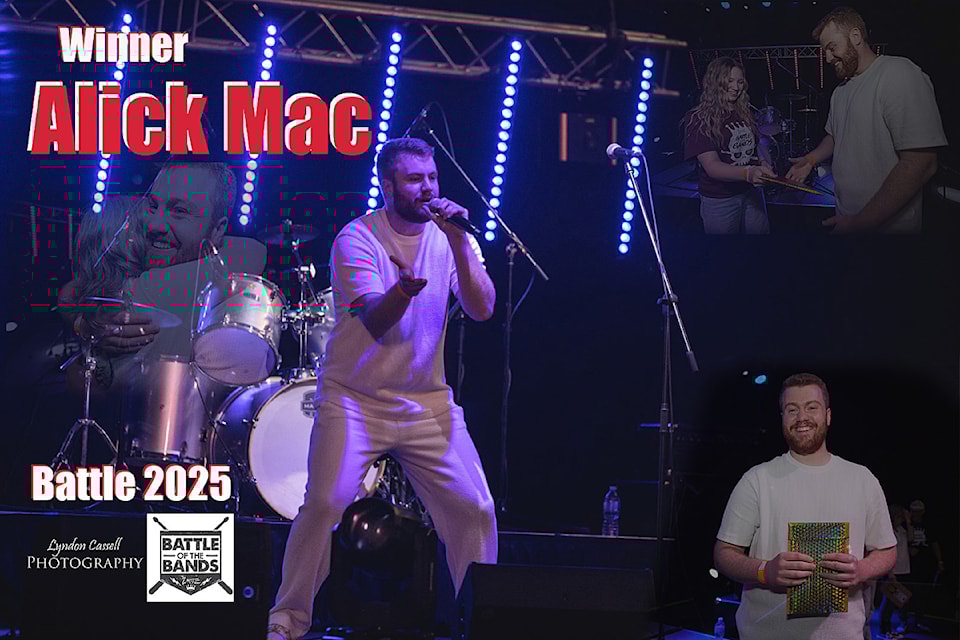 Alick Mac from Comox wins first place in the Zattzoo Project Association's annual Youth Battle of the Bands, May 31, 2025 at the KCC Concert Hall and Social House. Mac won the "Wow" Moment at the 2024 Battle and returned this year to take first place. (LYNDON CASSELL PHOTOGRAPHY)