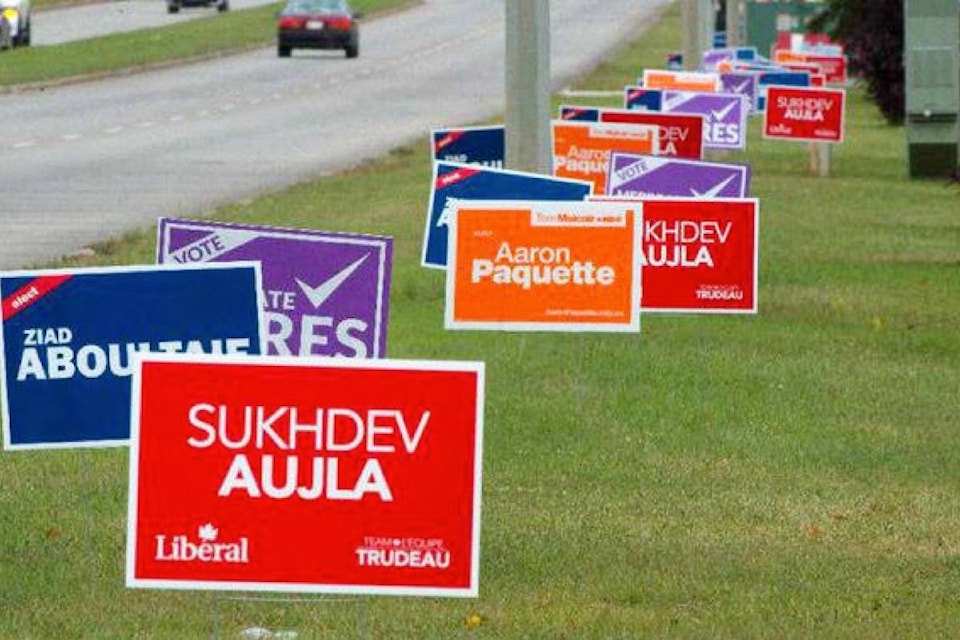 Election signs in Colwood will be restricted to 12 public zones.(Recycling Council of BC)
